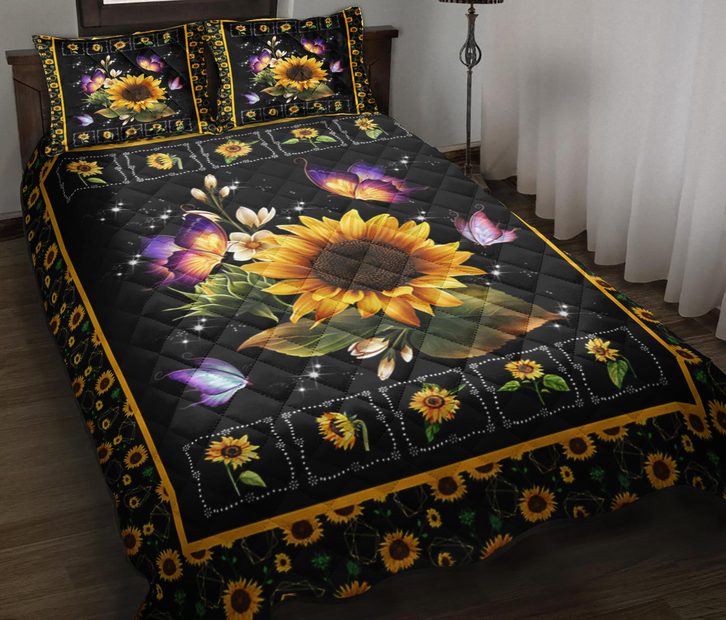 Sunflower Butterfly Quilt Bedding Set ND160906