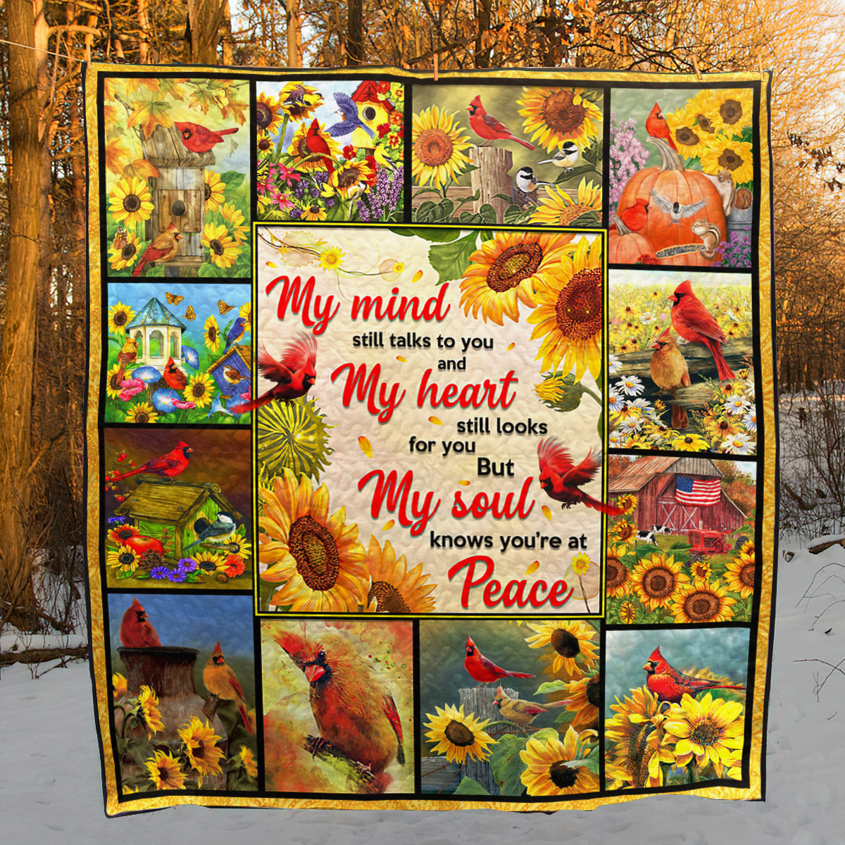 Sunflower Cardinal HM031109D Quilt Blanket