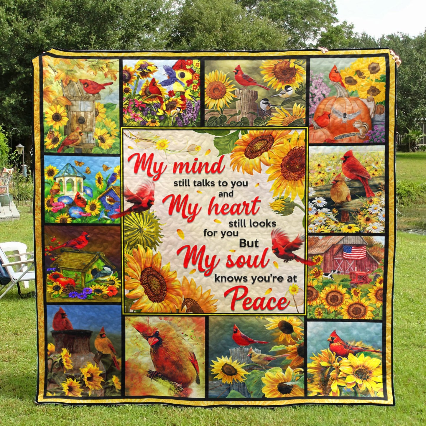 Sunflower Cardinal HM031109D Quilt Blanket