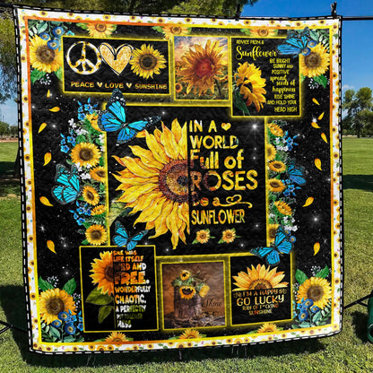 Sunflower Choose To Shine Hippie Quilt Blanket TL230604Y