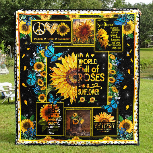 Sunflower Choose To Shine Hippie Quilt Blanket TL230604Y