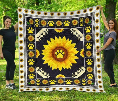 Sunflower Dog Paw CLA0810463Q Quilt Blanket