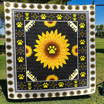 Sunflower Dog Paw CLA0810463Q Quilt Blanket