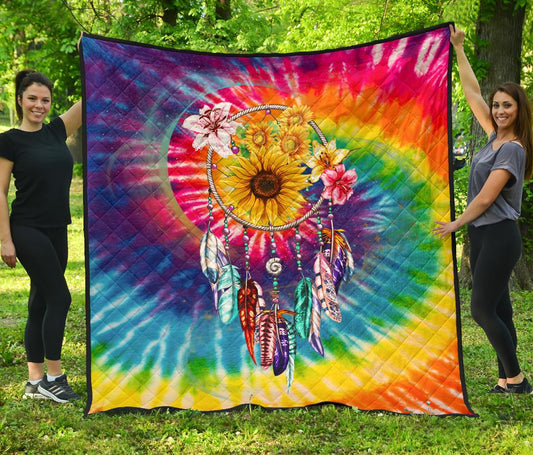 Sunflower Dreamcatcher Tie Dye CL07110257MDQ Quilt Blanket