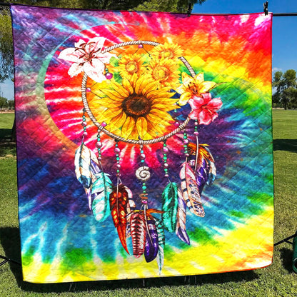 Sunflower Dreamcatcher Tie Dye CL07110257MDQ Quilt Blanket