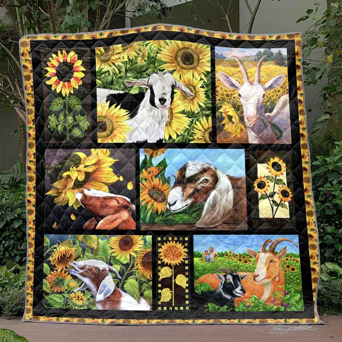 Sunflower Goats CLA2910511Q Quilt Blanket