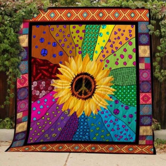 Sunflower Hippie CLA0710739Q Quilt Blanket