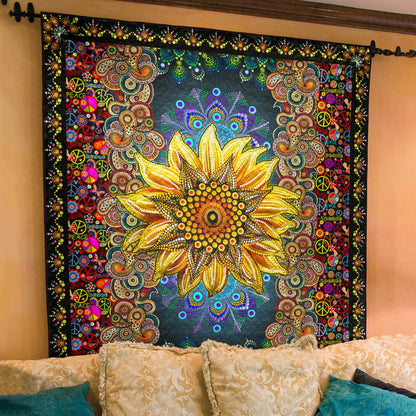 Sunflower Hippie Peace Art Quilt TL160603Y