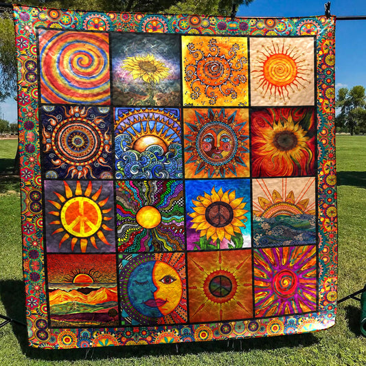 Sunflower Hippie Quilt Blanket HN150603D