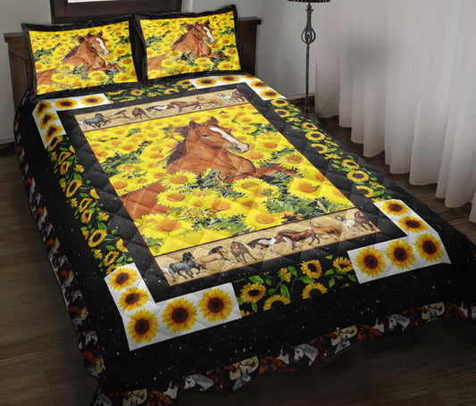 Sunflower Horse Quilt Bedding Set ND180910