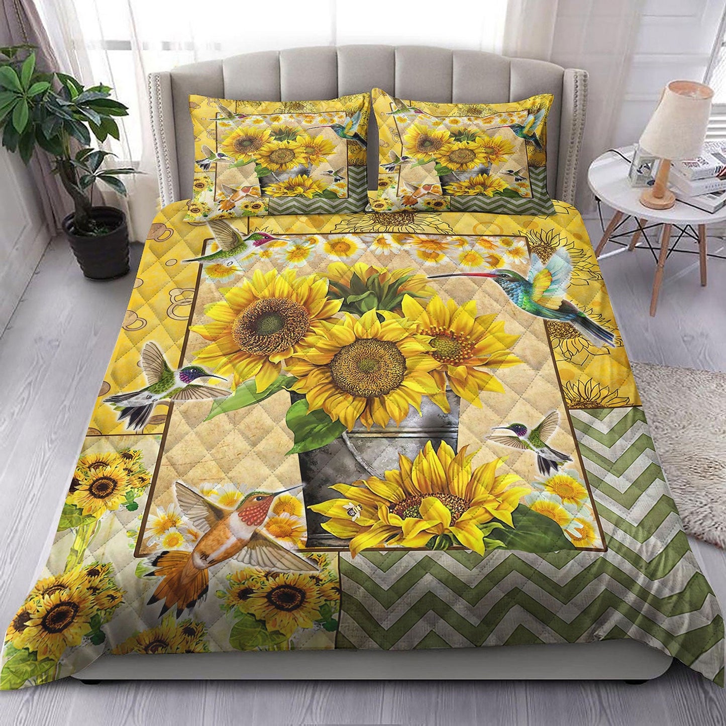 Sunflower Hummingbirds Quilt Bedding Set ND051006