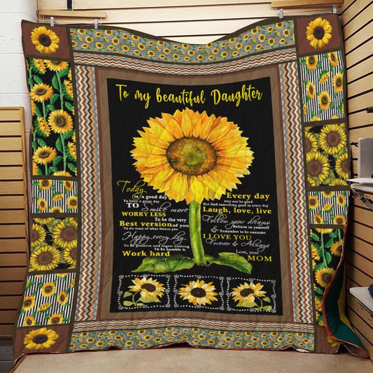 Sunflower To My Beautiful Daughter Mom CL01110257MDQ Quilt Blanket