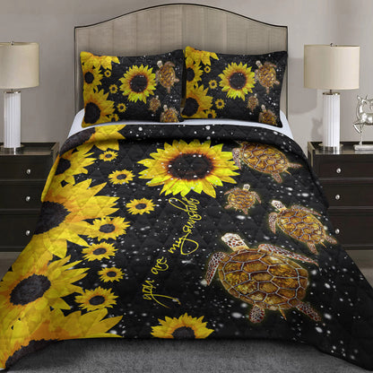 Sunflower Turtle Quilt Bedding Set TL240912