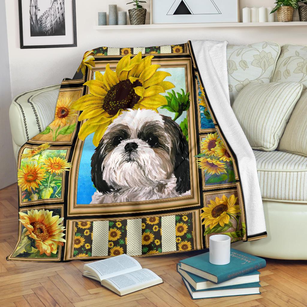 Sunflower And Shihtzu CLM3010459S Sherpa Fleece Blanket