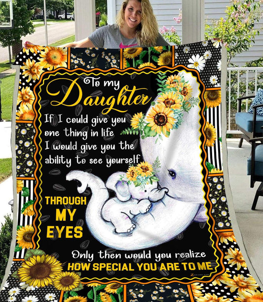Sunflower Daughter Elephant CL250908MDF Sherpa Fleece Blanket