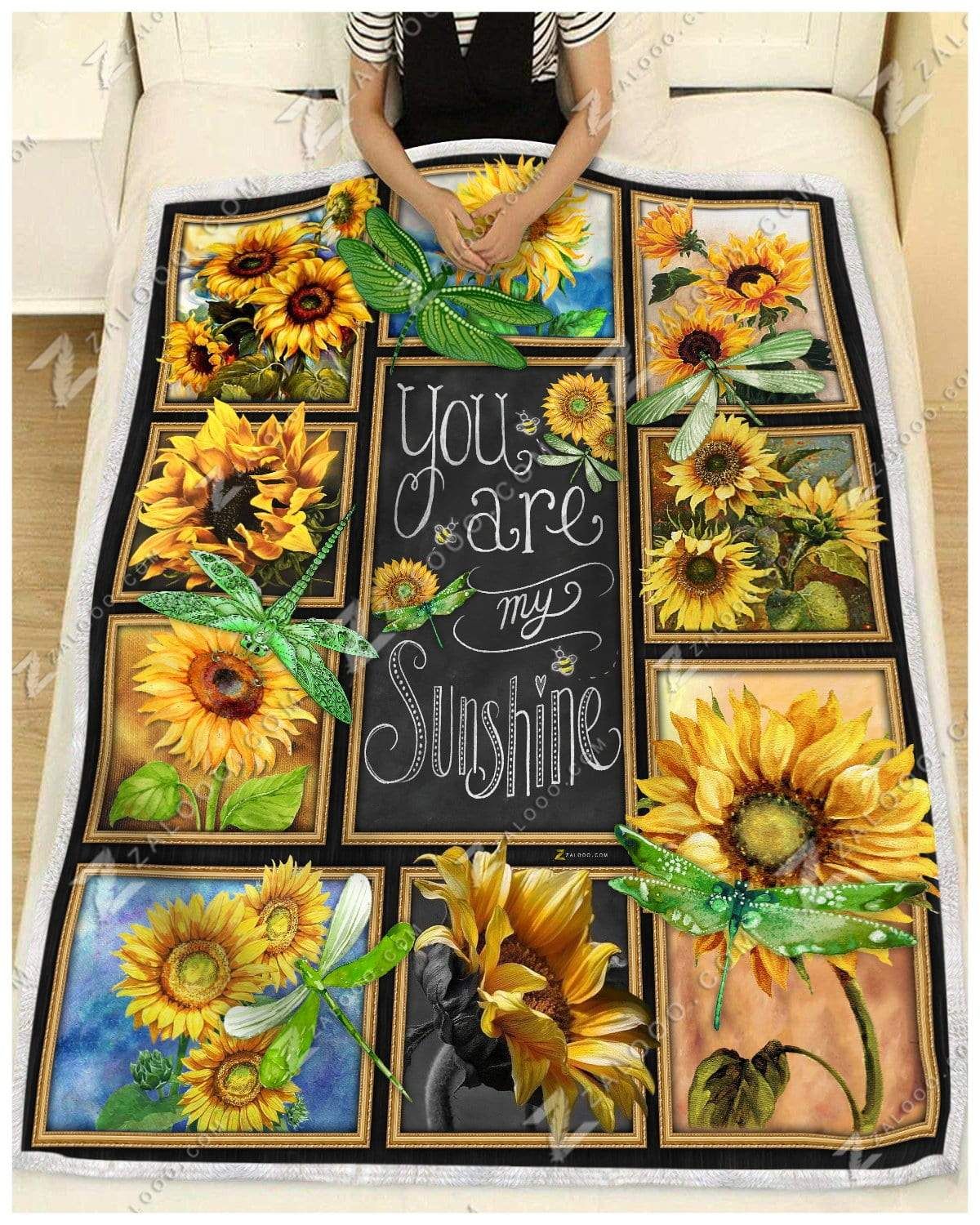 Sunflower Dragonfly You Are My Sunshine CL25110556MDF Sherpa Fleece Blanket