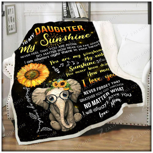 Sunflower Only Sunshine Elephant CL250934MDF Sherpa Fleece Blanket