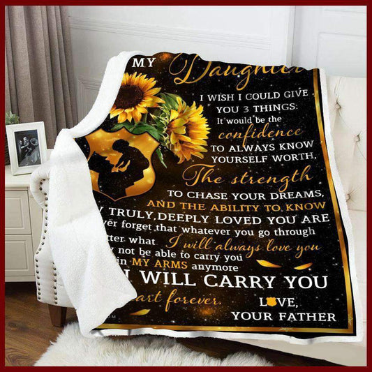 Sunflower Police To My Daughter I Wish Love Your Father CL26110524MDF Sherpa Fleece Blanket
