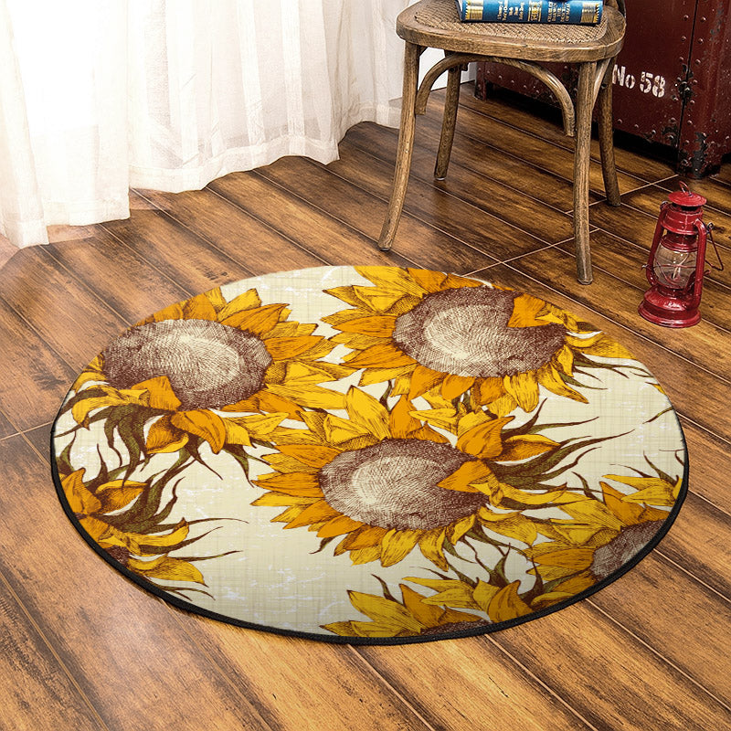 Sunflower Seamless Vintage HN290836RR Round Area Rug