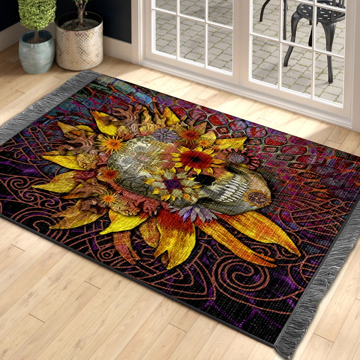 Sunflower Skull CL260850MDO Decorative Floor-cloth