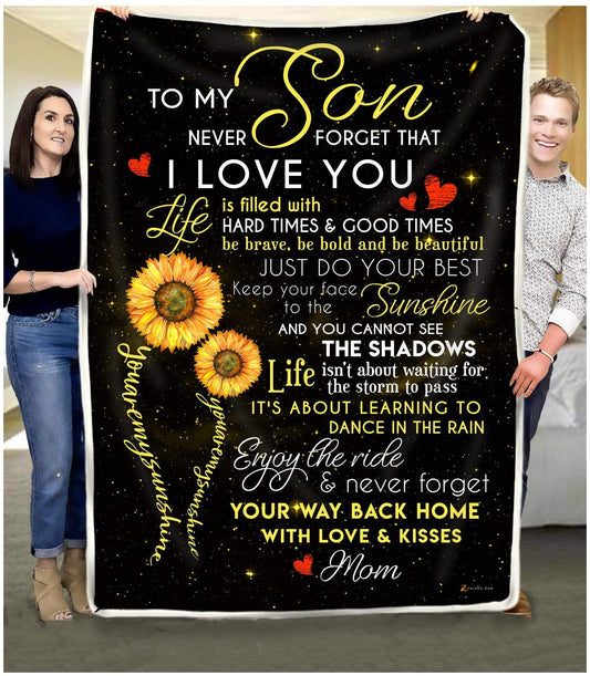 Sunflower Son Mom CL250935MDF Sherpa Fleece Blanket