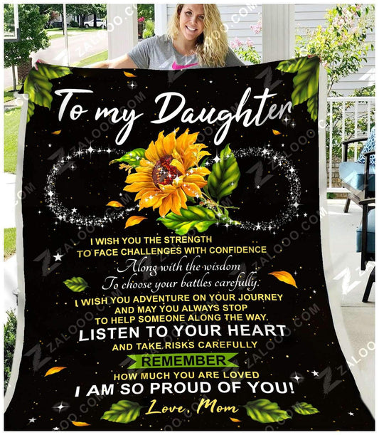 Sunflower To My Daughter CL250937MDF Sherpa Fleece Blanket