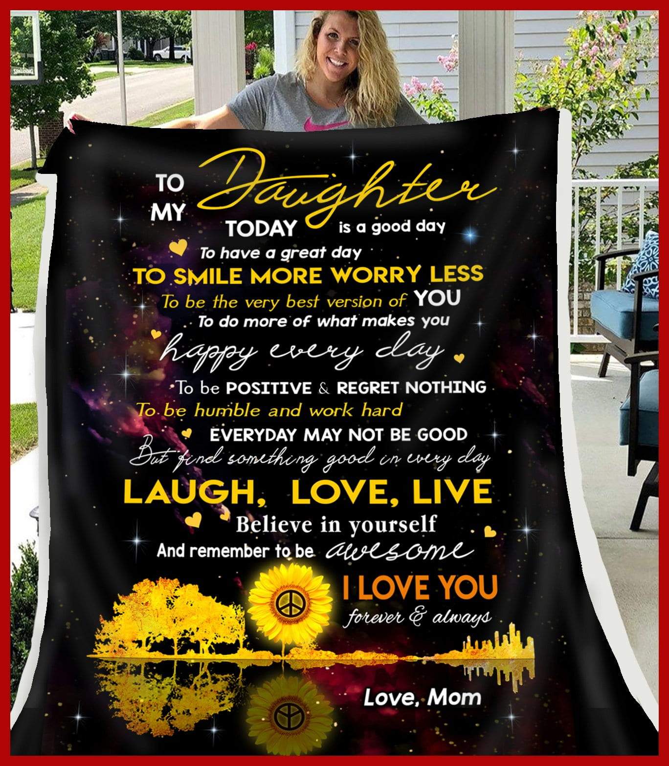 Sunflower To My Daughter CL250938MDF Sherpa Fleece Blanket