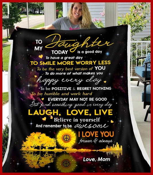 Sunflower To My Daughter CL250938MDF Sherpa Fleece Blanket