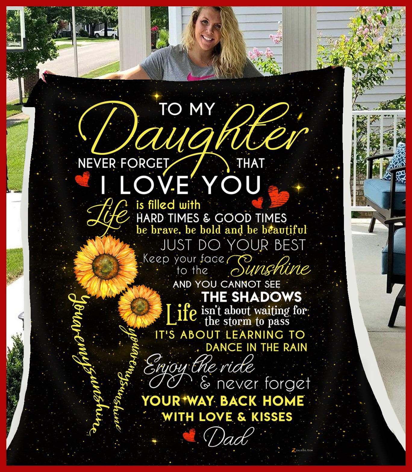Sunflower To My Daughter CL250947MDF Sherpa Fleece Blanket