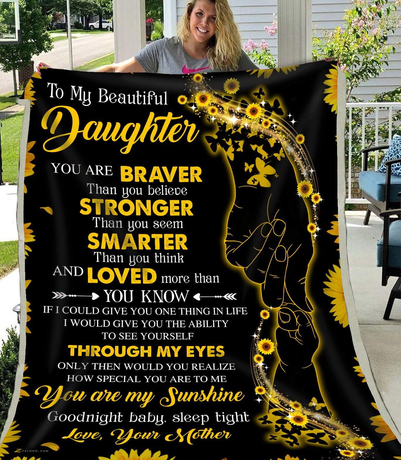 Sunflower To My Daughter CL260944MDF Sherpa Fleece Blanket