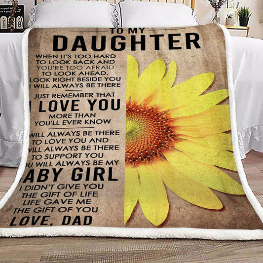 Sunflower To My Daughter From Dad CL16110596MDF Sherpa Fleece Blanket
