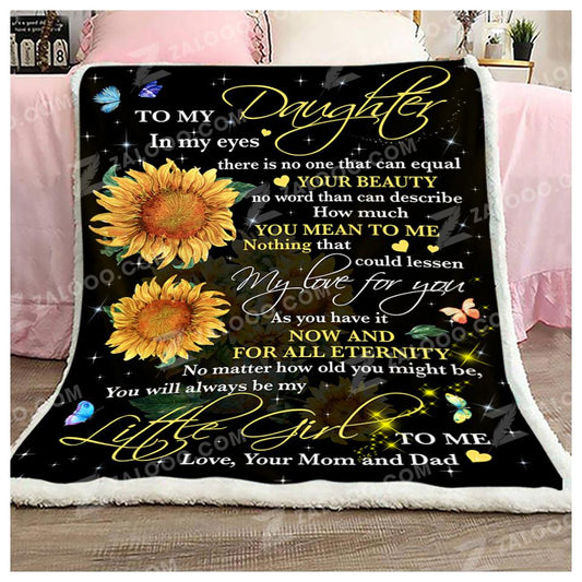 Sunflower To My Daughter In My Eyes Mom And Dad CL250950MDF Sherpa Fleece Blanket