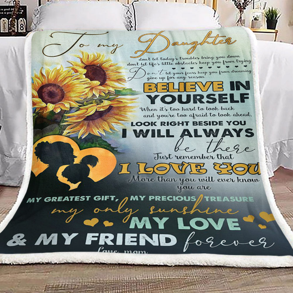 Sunflower To My Daughter Love Mom CL16110615MDF Sherpa Fleece Blanket