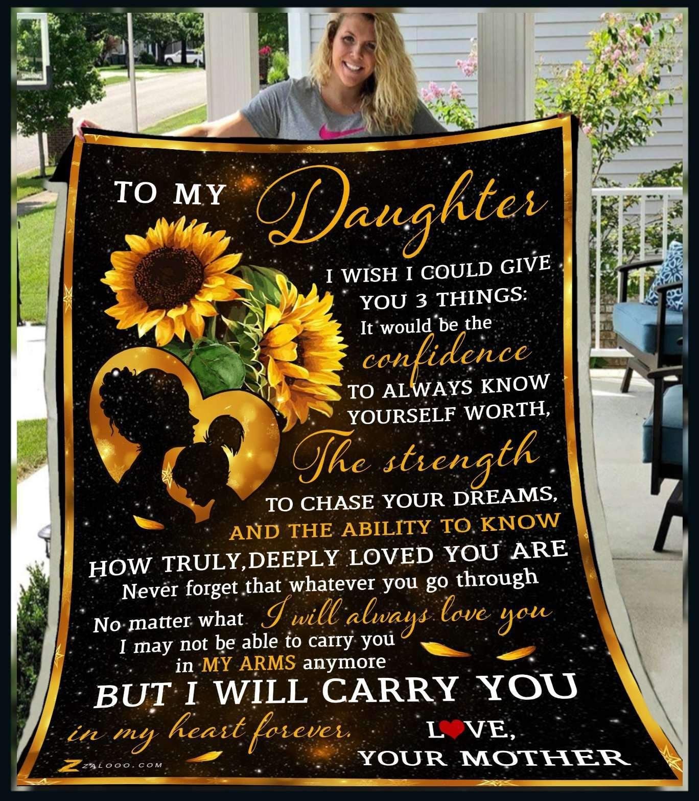 Sunflower To My Daughter Love Mother CL25110810MDF Sherpa Fleece Blanket