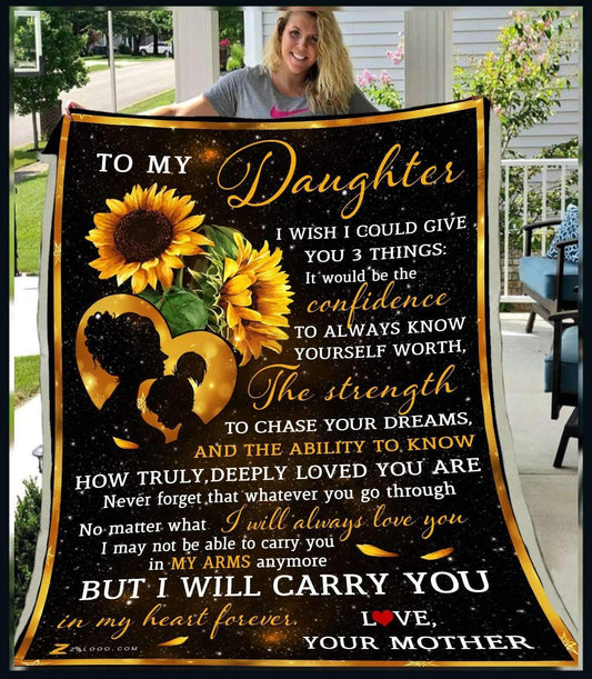 Sunflower To My Daughter Love Mother CL25110810MDF Sherpa Fleece Blanket