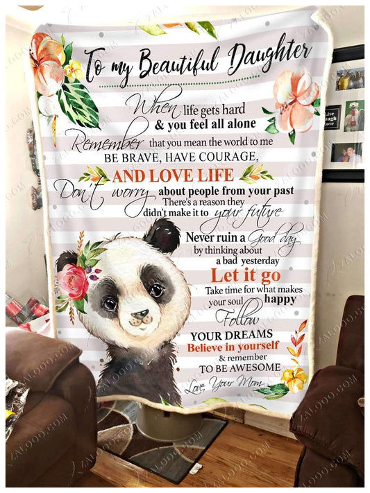 Sunflower To My Daughter Panda CL260943MDF Sherpa Fleece Blanket
