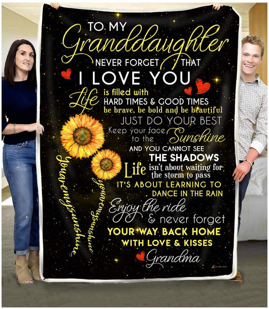 Sunflower To My Granddaughter CL250957MDF Sherpa Fleece Blanket