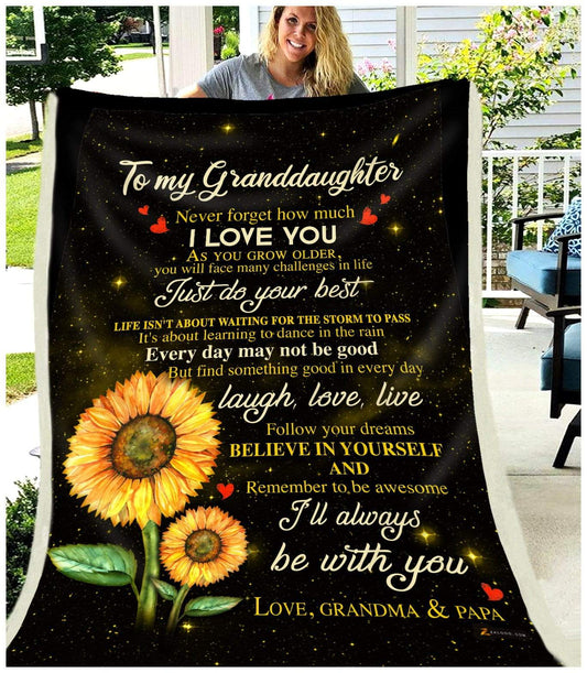 Sunflower To My Granddaughter CL250960MDF Sherpa Fleece Blanket