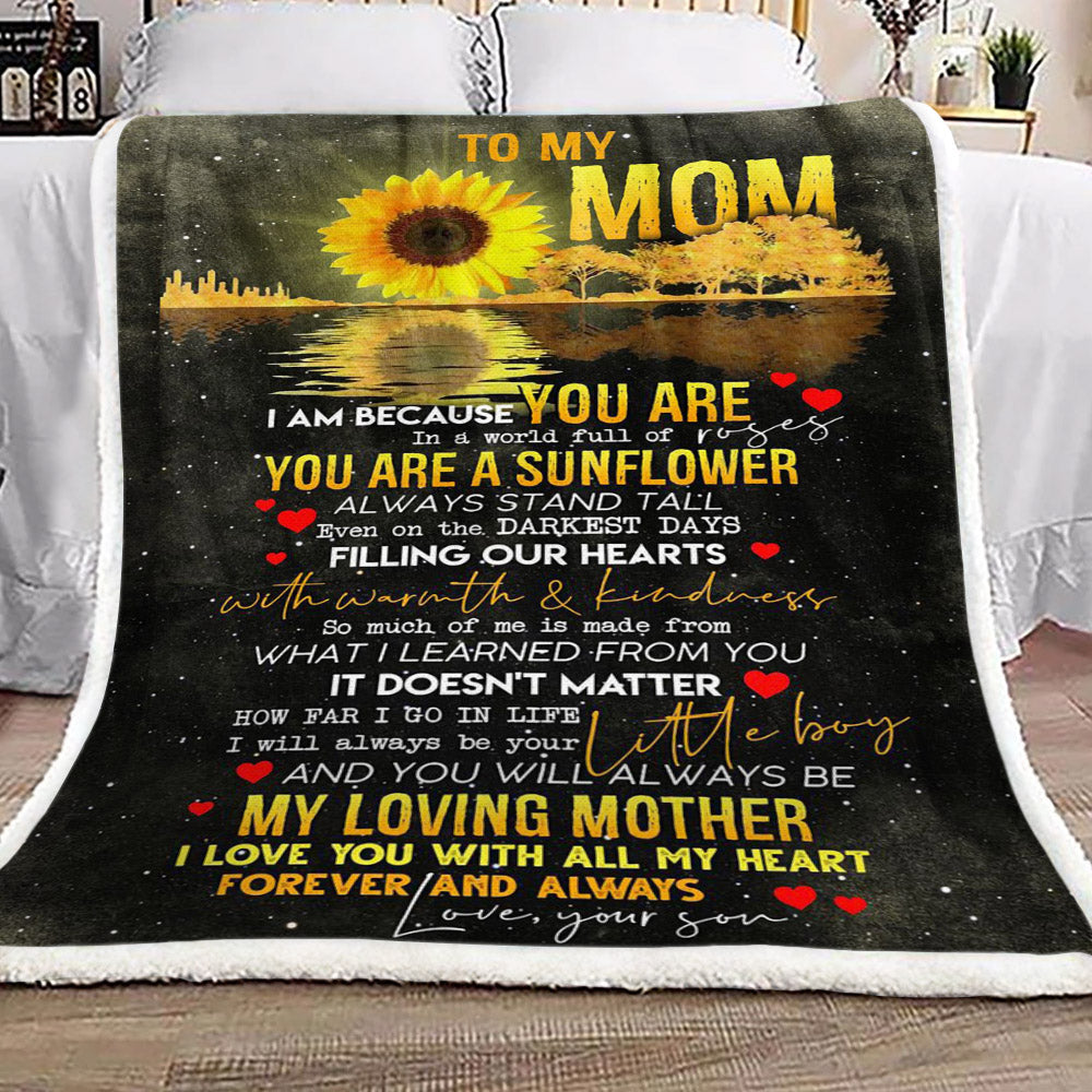 Sunflower To My Mom Your Son CL16110639MDF Sherpa Fleece Blanket