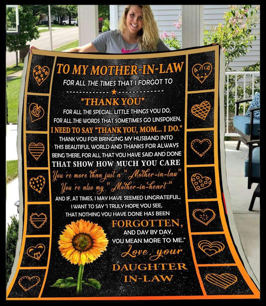 Sunflower To My Mother In Law Thank You Love Your Daughter In Law CL25110778MDF Sherpa Fleece Blanket