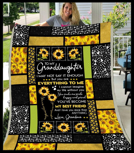 Sunflower You Are My Sunshine Grandaughter CL250976MDF Sherpa Fleece Blanket