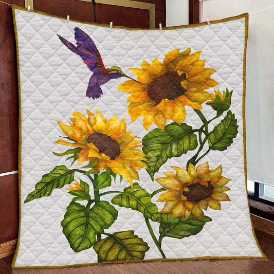 Sunflower Hummingbird HM161011D Quilt Blanket