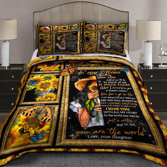 Happy Mother's Day Sunflower Quilt Bedding Set HN11042311QB