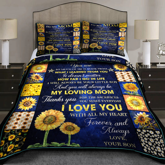 Happy Mother's Day Sunflower Quilt Bedding Set HN11042312QB