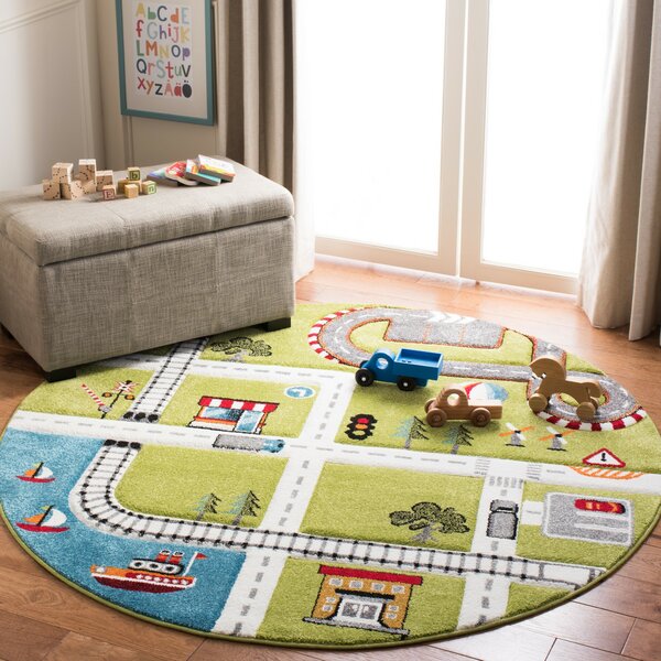 Swinehart Kids Green CLM051056TM Round Area Rug