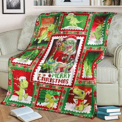 T Rex Xmas CLA21101060F Sherpa Fleece Blanket