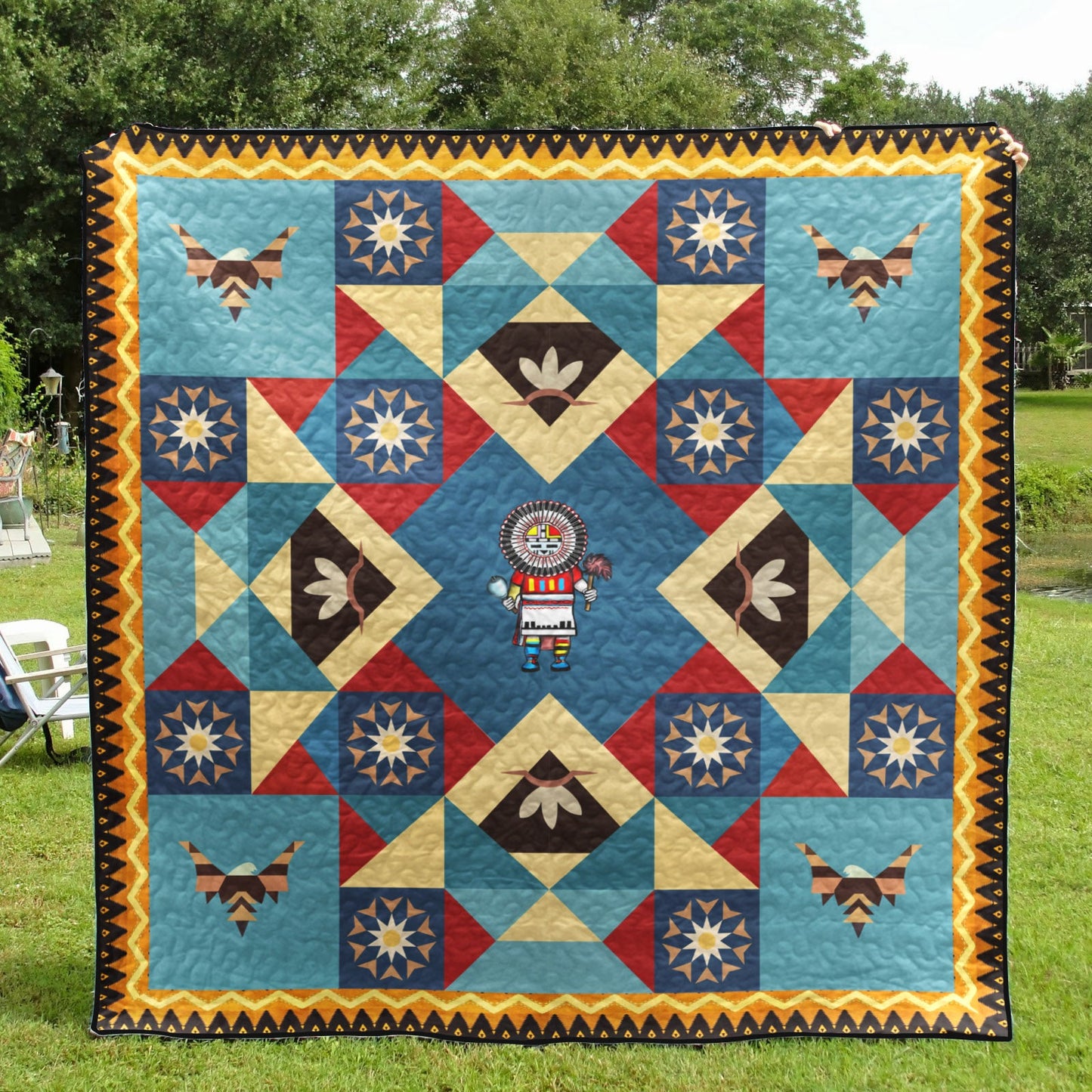 Tawa Sun Kachina Native American CLA0111816Q Quilt Blanket