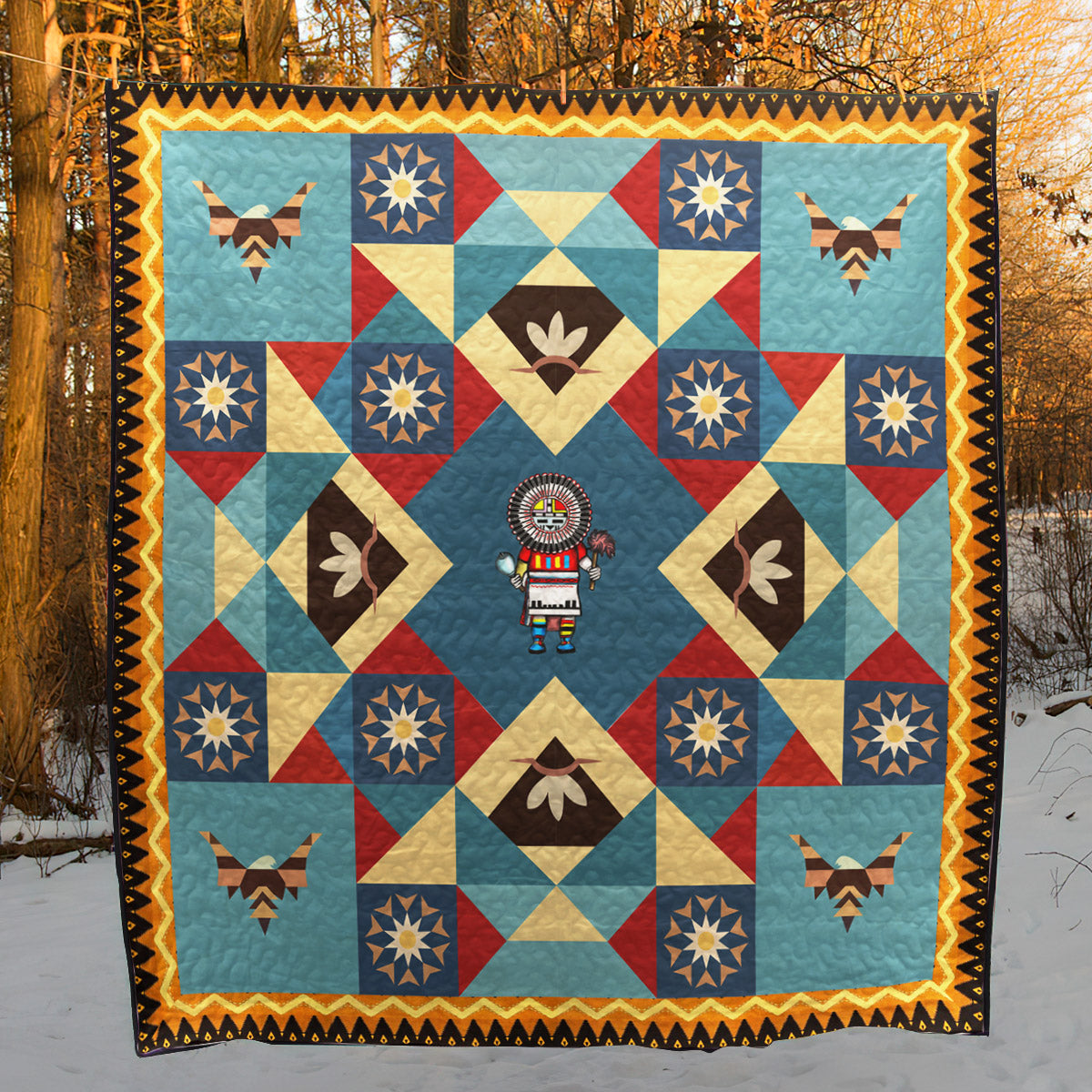 Tawa Sun Kachina Native American CLA0111816Q Quilt Blanket