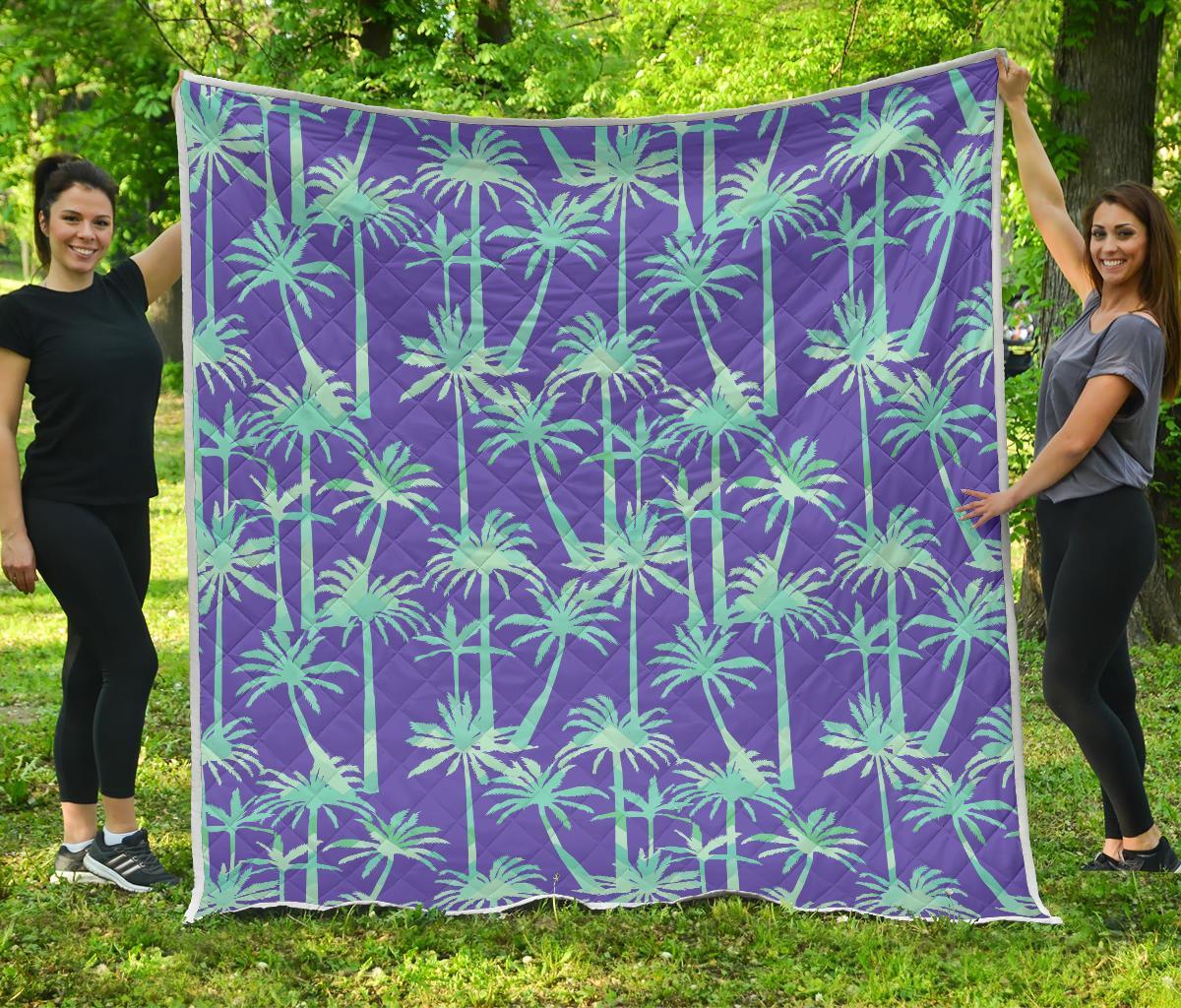 Teal Palm Tree CL17100594MDQ Quilt Blanket