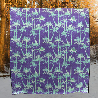 Teal Palm Tree CL17100594MDQ Quilt Blanket